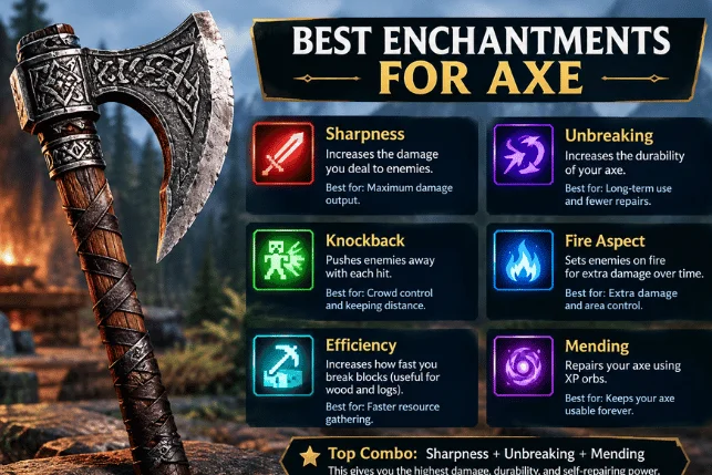 Best Enchantments for Axe in Minecraft: Strongest Builds for Every Playstyle